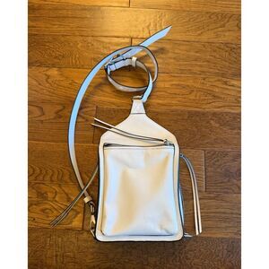 rag & bone Elliot Off White Crossbody Smooth Leather Sling Bag Silver Hardware